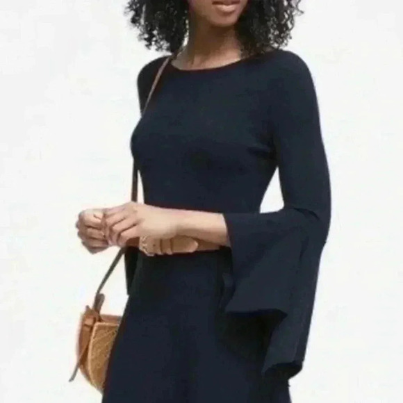 Banana  Republic Sweater Handkerchief Sleeve Crewneck Knit Top Navy Blue Size XS - Picture 2 of 16